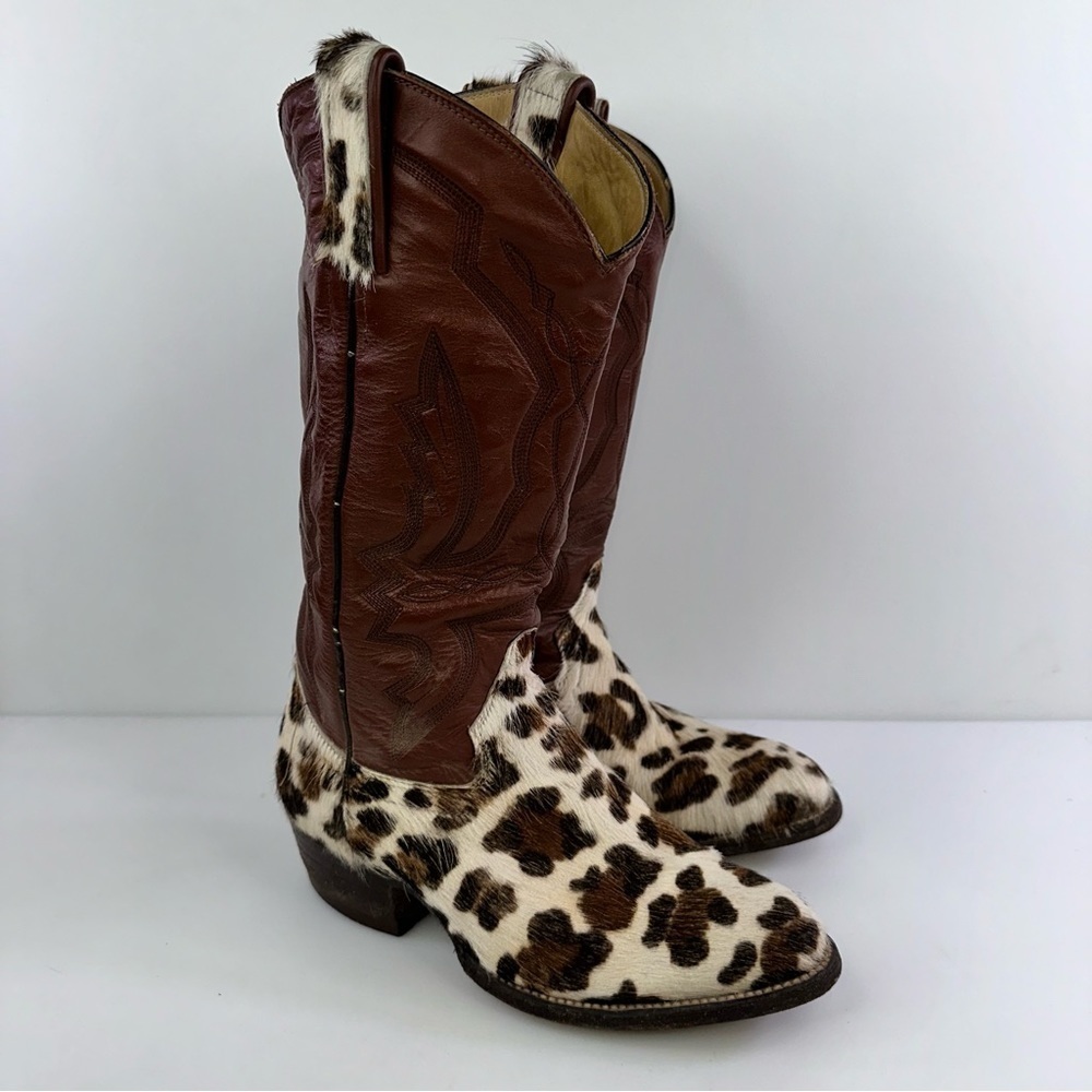 Vintage Bob’s Boot Co Women’s Cowboy Western Cowhide Boots Size 5
